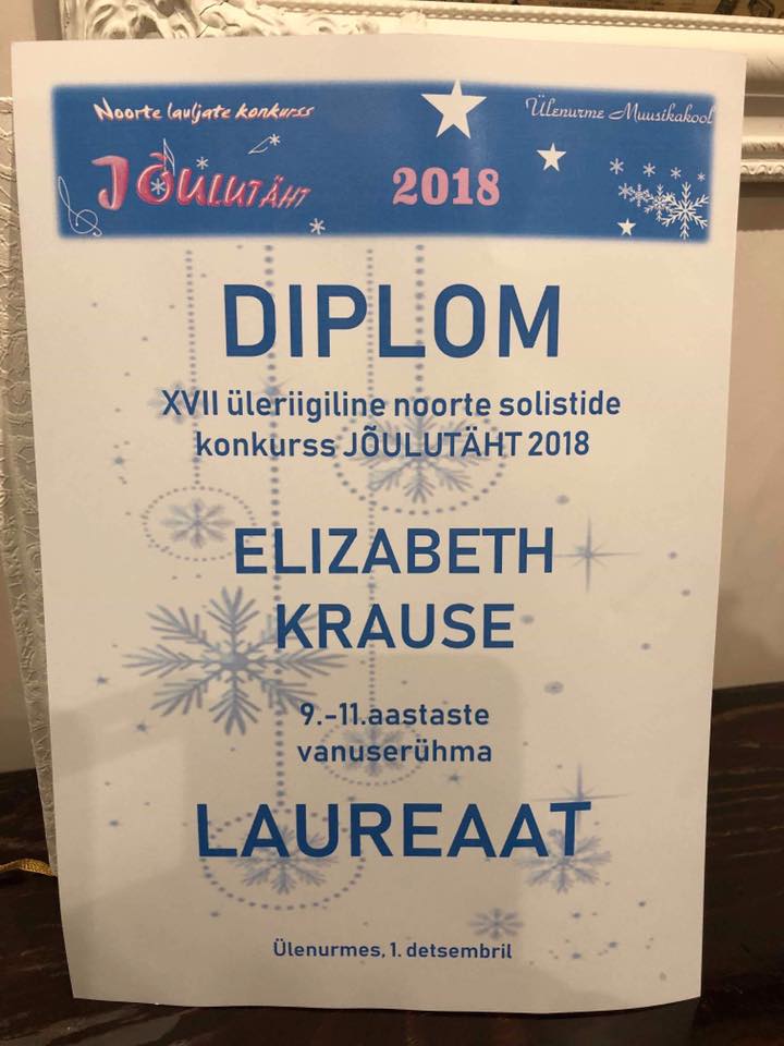 Elizabeth Krause pärjati laureaadiks lauluvõistlusel Jõulutäht 2018!